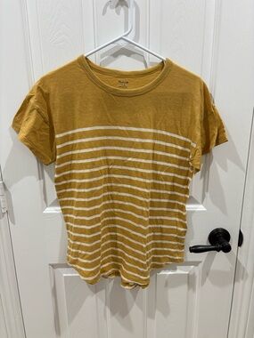 Women’s Madewell Striped Mustard Yellow Tee